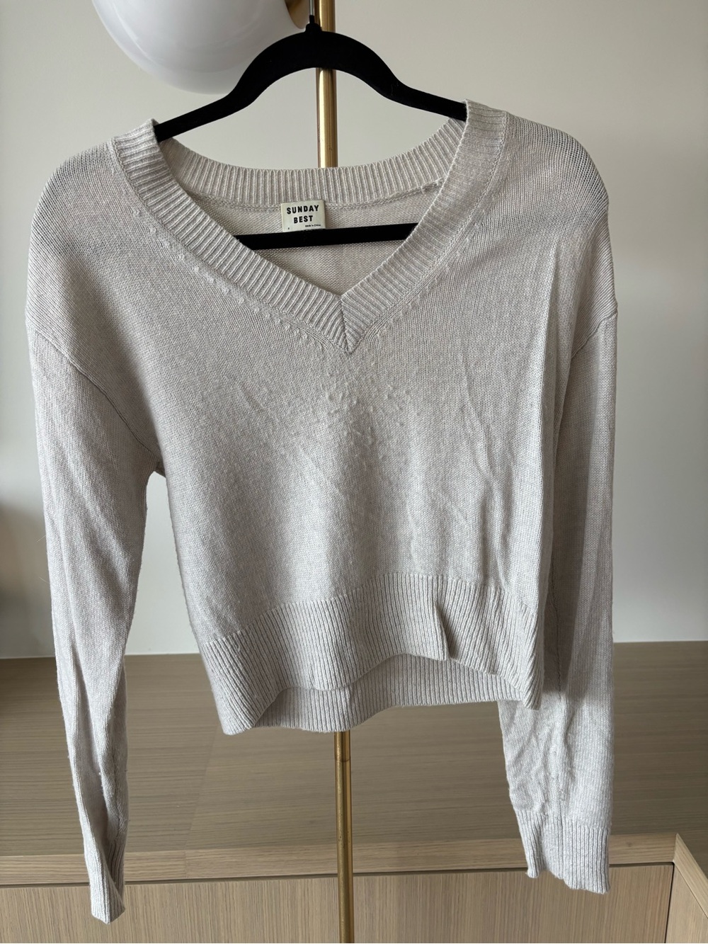 Aritzia Sunday Best Cream V-Neck Sweater